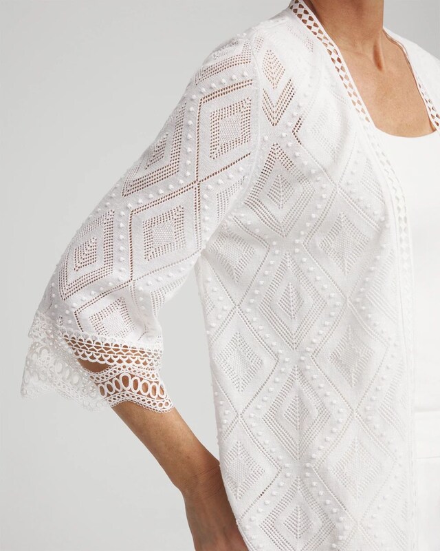 Linen Blend Diamond Stitch Cardigan - image 4